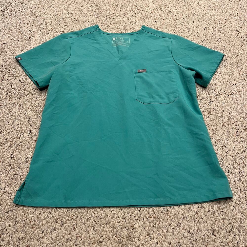 Figs Catarina Scrub Top M Short Sleeve Turquoise Workwear Healthcare Casual